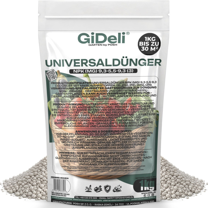 Universaldünger 1kg - NPK Gartendünger chloridarm | GiDeli