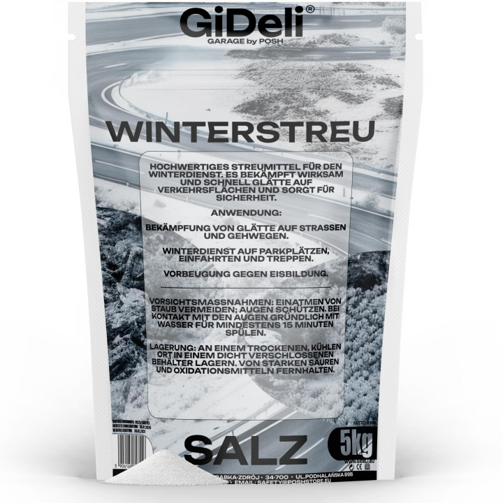 Streusalz 5kg - Tausalz Winter Glätte Eis Schnee | GiDeli