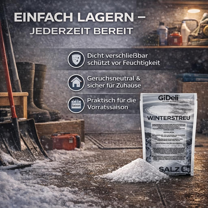 Streusalz 5kg - Tausalz Winter Glätte Eis Schnee | GiDeli