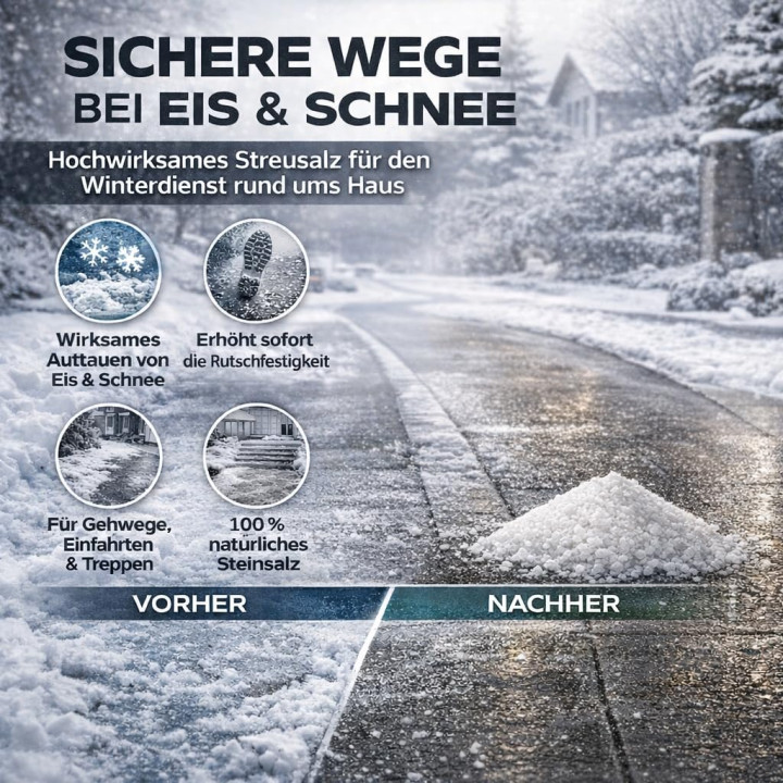 Streusalz 5kg - Tausalz Winter Glätte Eis Schnee | GiDeli