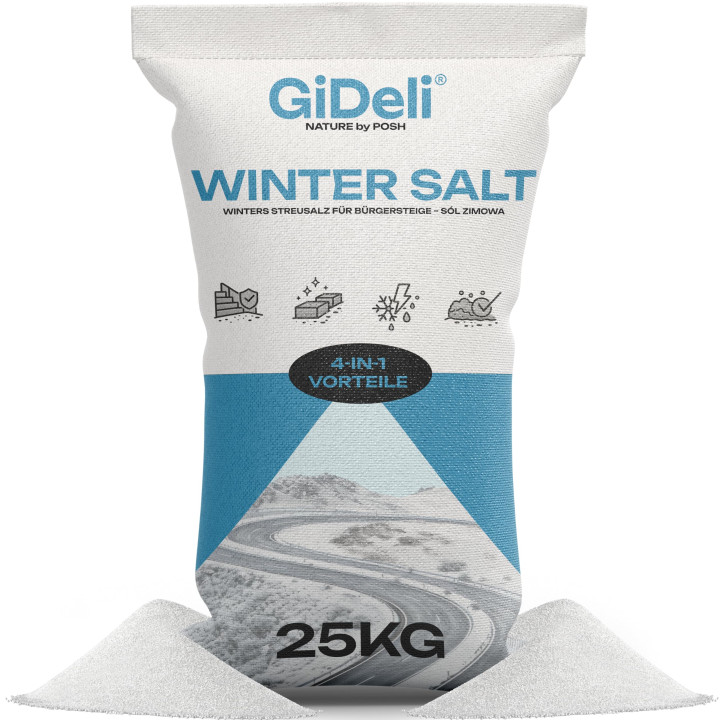 Streusalz 25kg - Tausalz Winter Glätte Eis Schnee | GiDeli