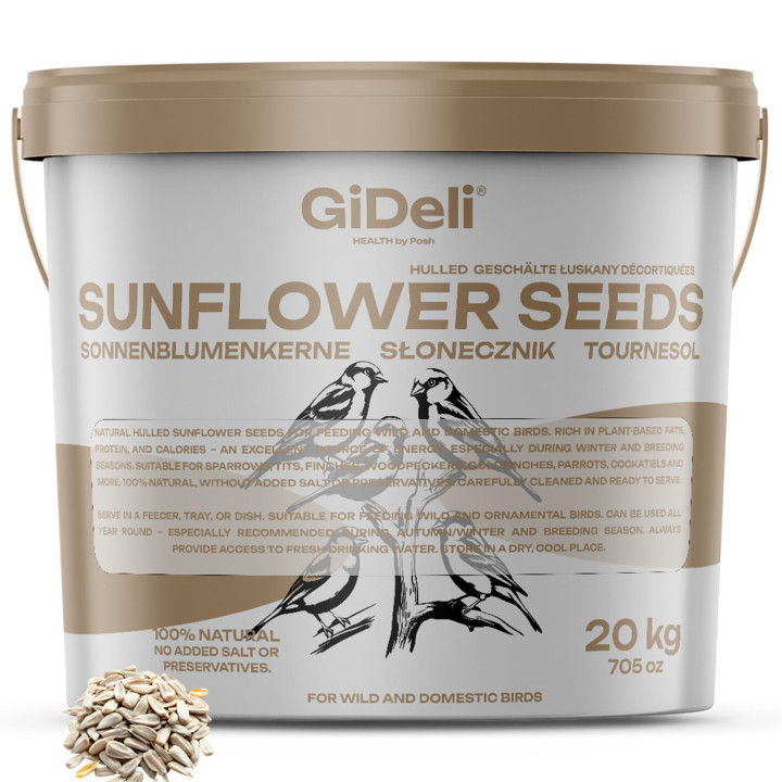 Sonnenblumenkerne 20kg - Geschält Natur Vogelfutter | GiDeli