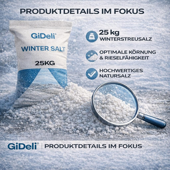 Streusalz 25kg - Tausalz Winter Glätte Eis Schnee | GiDeli