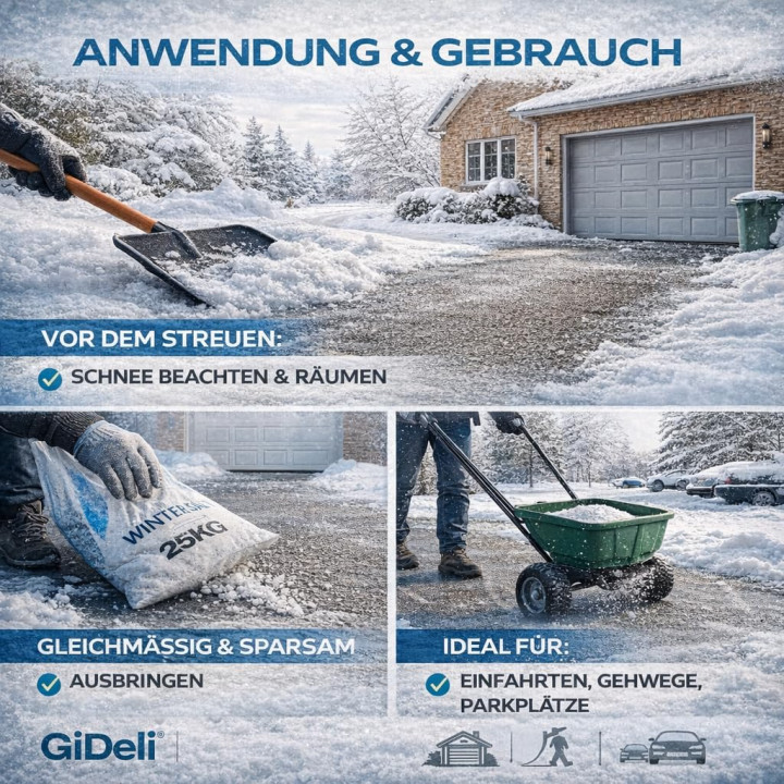 Streusalz 25kg - Tausalz Winter Glätte Eis Schnee | GiDeli