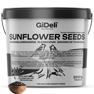 Sonnenblumenkerne 3kg - Schwarz Naturrein Wildvögel | GiDeli