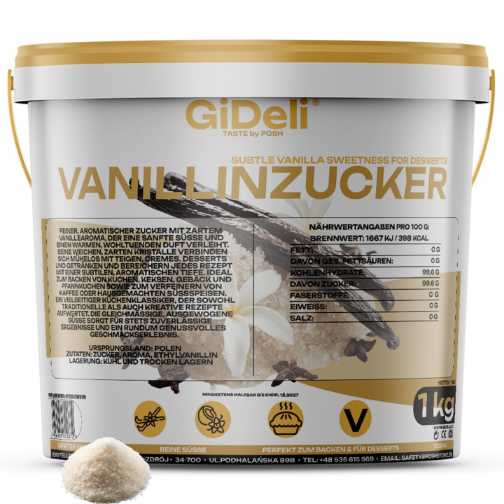 Vanillinzucker 1kg - Intensiv Vanille Aroma | GiDeli
