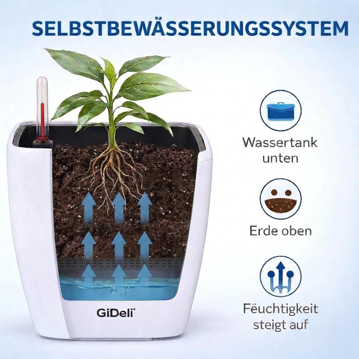 Selbstbewässernder Blumentopf Übertopf | GiDeli