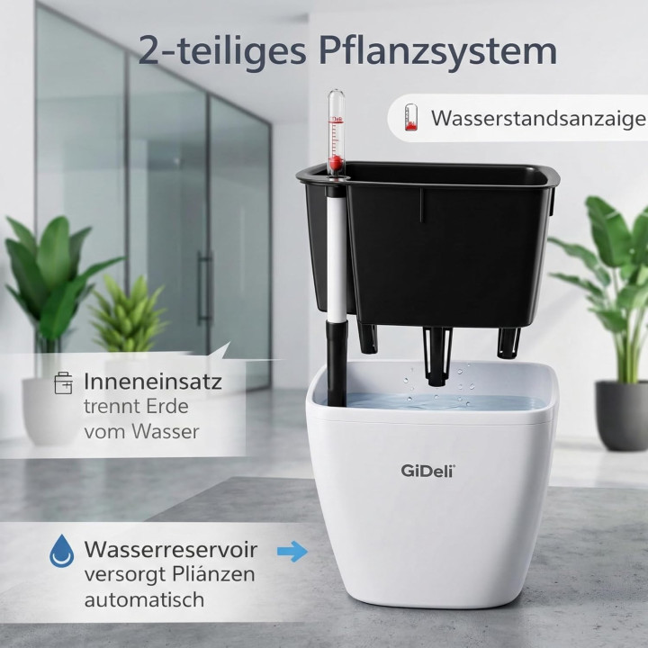 Selbstbewässernder Blumentopf Übertopf | GiDeli