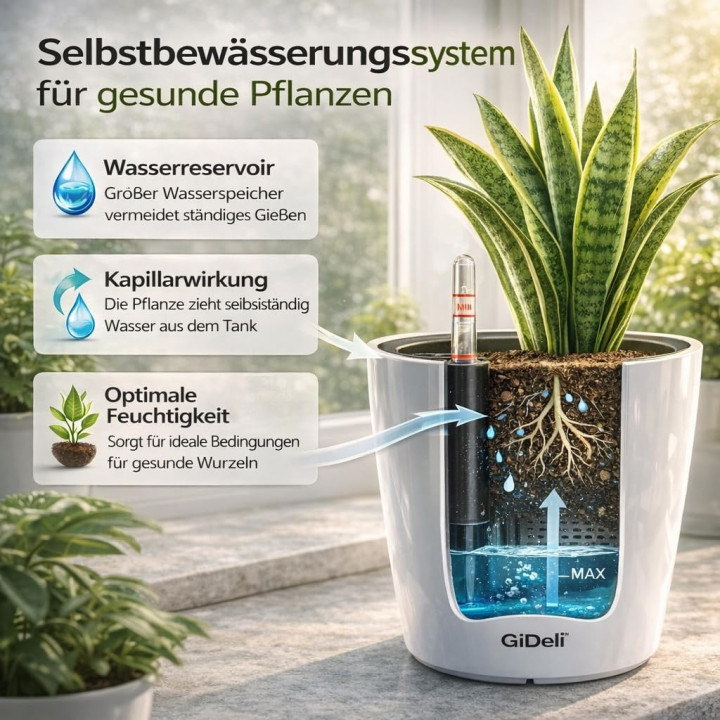 Selbstbewässernder Blumentopf Übertopf | GiDeli