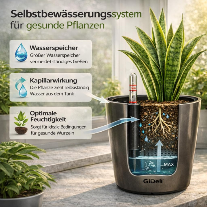 Selbstbewässernder Blumentopf Übertopf | GiDeli