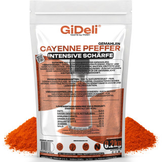 Cayennepfeffer 200g - Gemahlen Chilipulver Scharf | GiDeli