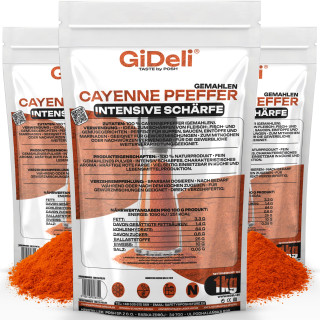 Cayennepfeffer 3kg - Gemahlen Chilipulver Scharf | GiDeli