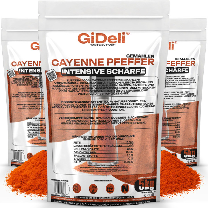 Cayennepfeffer 15kg - Gemahlen Chilipulver Scharf | GiDeli
