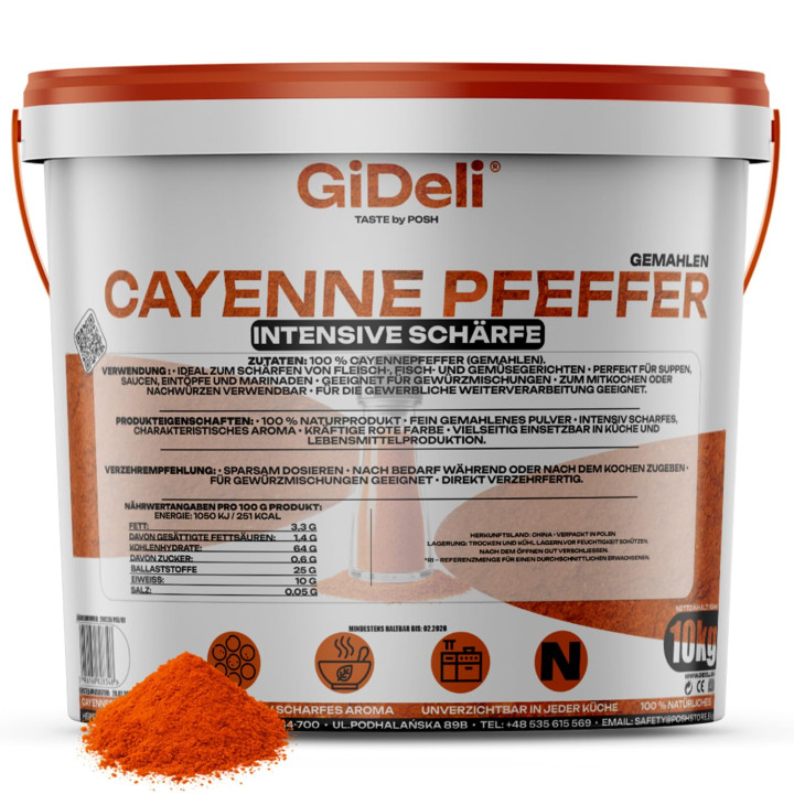 Cayennepfeffer 10kg - Gemahlen Chilipulver Scharf | GiDeli