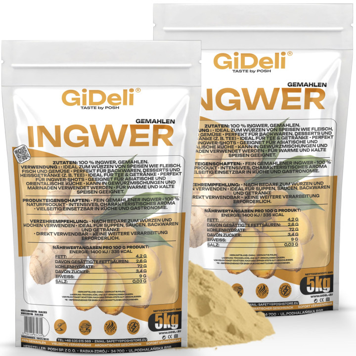 Ingwerpulver 10kg - Gemahlen Ingwer Naturrein Tee | GiDeli