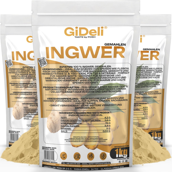Ingwerpulver 3kg - Gemahlen Ingwer Naturrein Tee | GiDeli