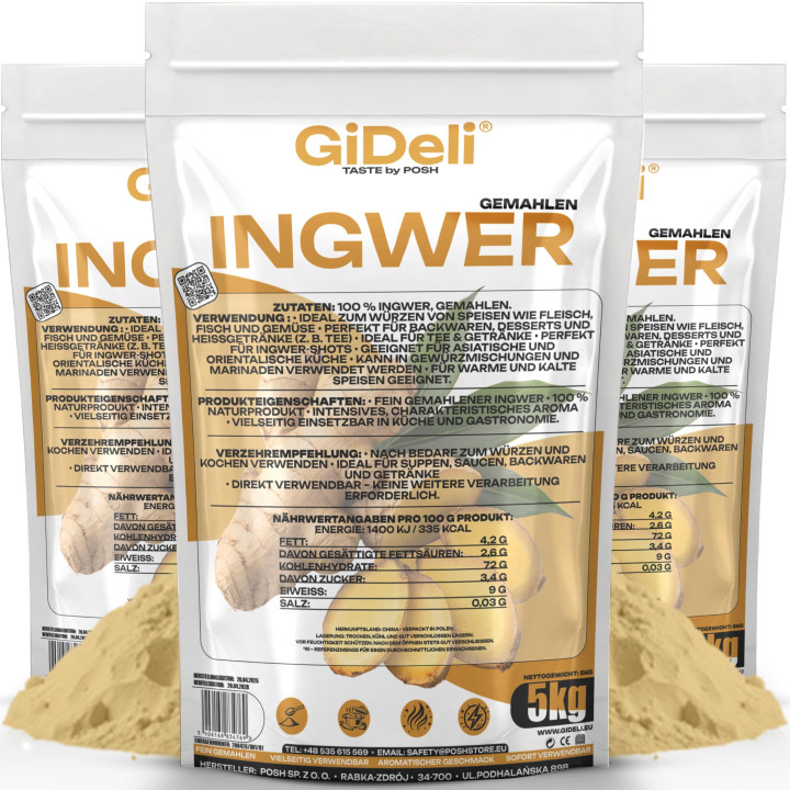 Ingwerpulver 15kg - Gemahlen Ingwer Naturrein Tee | GiDeli