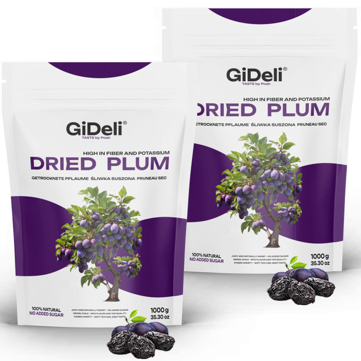 Getrocknete Pflaumen 2kg - Ohne Stein Ungesüßt | GiDeli